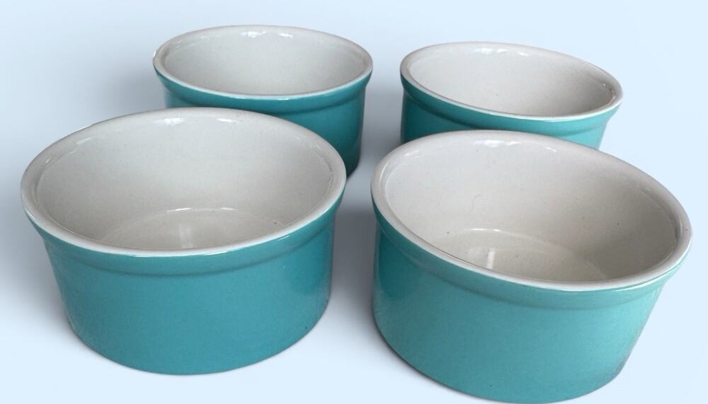 Set of Four Farberware Bakers Advantage Dip Snack Ramekin Bowls Turquoise Teal